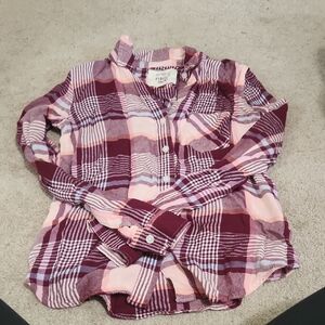 Kohl's Plaid Long Sleeve Shirt - Pink and Burgundy